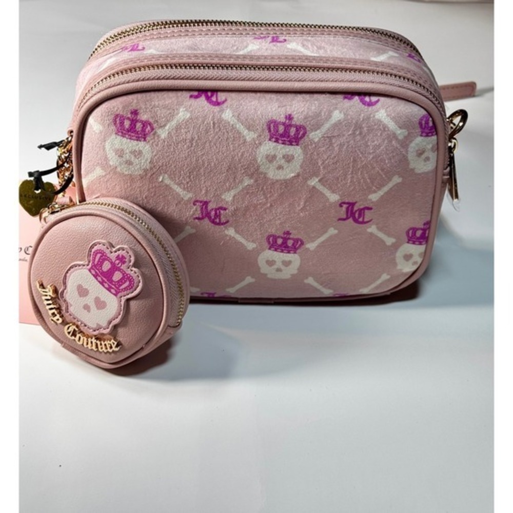 Juicy Couture Pink Skull Crossbody Camera Bag with Coin Purse NWT Y2K